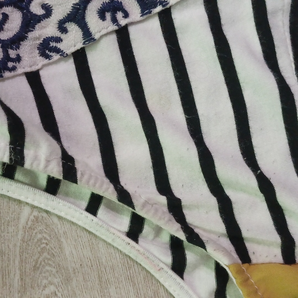 THML White Black Striped Tank with Yellow Panels and Orange Medallion Yoke - Picture 8 of 9